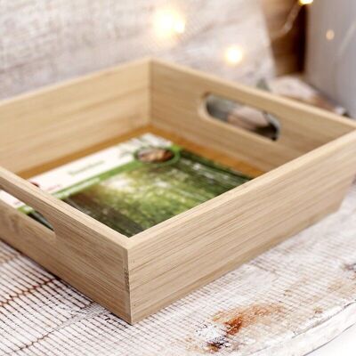 Square bamboo tray 22x22x6cm