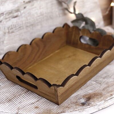 Mahogany rectangular wavy wooden box 27x19x6cm