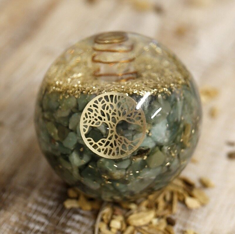Sfera di Orgonite dell'Albero della Vita - Giada Verde