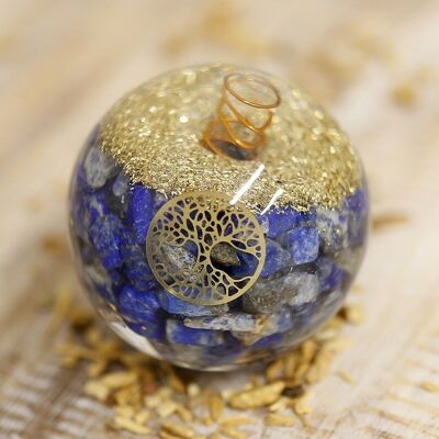 Tree of Life Orgonite Sphere - Lapis Lazuli