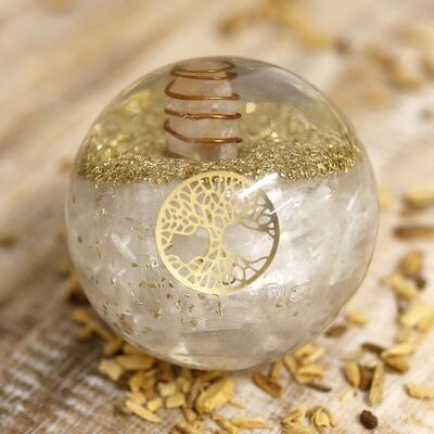 Tree of Life Orgonite Sphere - Selenite