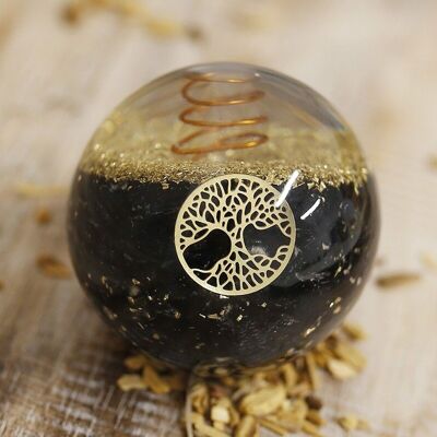 Tree of Life Orgonite Sphere - Tourmaline