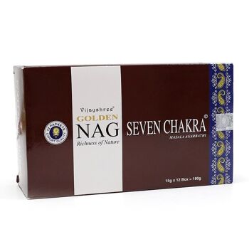 12 Packs d'encens Golden Nag - 7 chakras 15gr 1