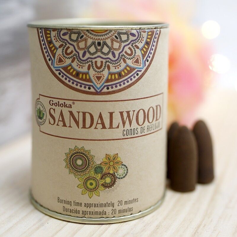 6 Packs 18 cônes d'encens reflux Goloka - bois de santal