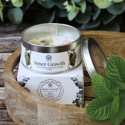 3x Mint with moonstones - Green Tree Candles