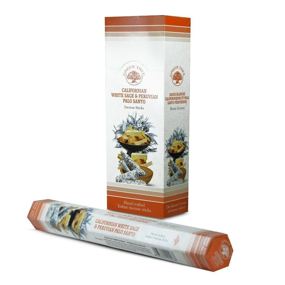 6 paquets d'encens d'arbre vert - Sauge blanche californienne et Palo Santo péruvien