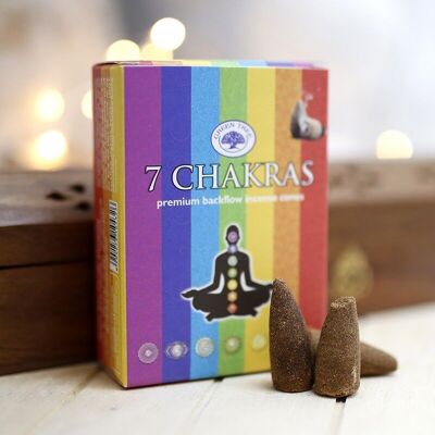 12 Green Tree reflux incense cones - 7 chakras