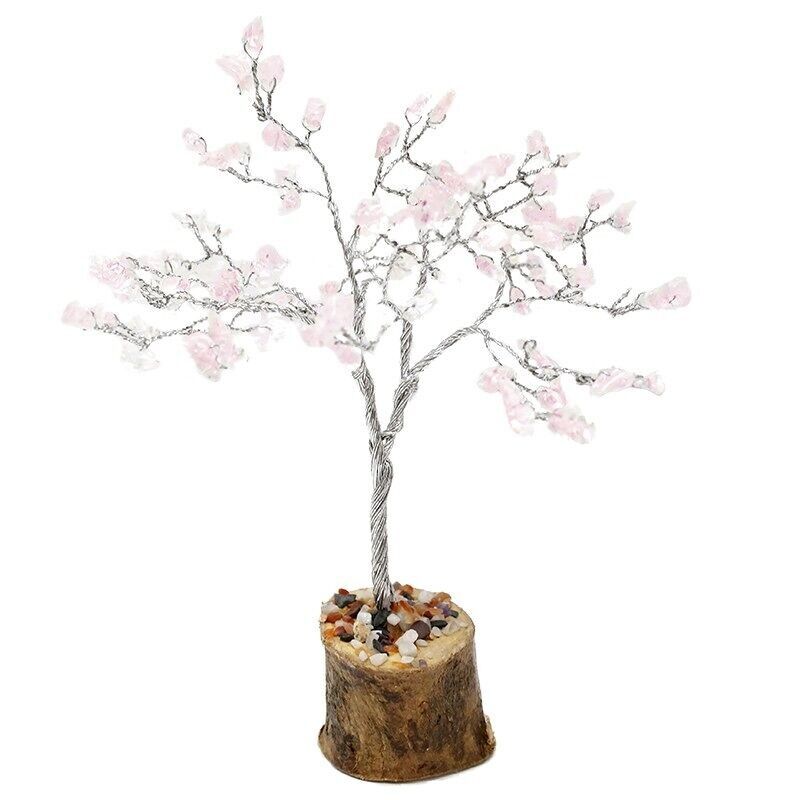 Arbre à pierres précieuses Feng Shui - 100 pierres précieuses de quartz rose