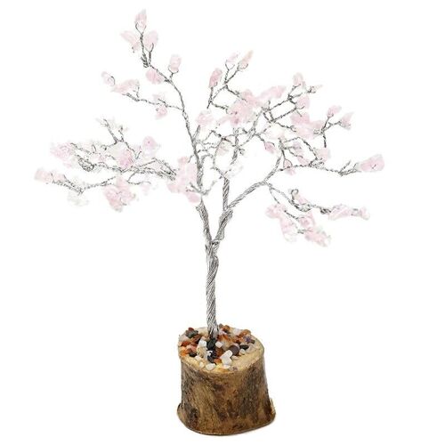 Árbol de gemas Feng Shui - 100 gemas cuarzo rosa