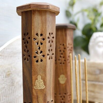 2x Octagonal wooden smoke towers - buddha