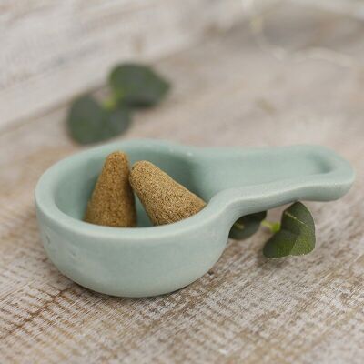 3 Clay Incense Holders - Green