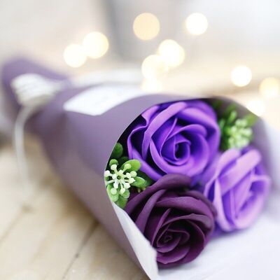 Soap rose bouquet in box - purple