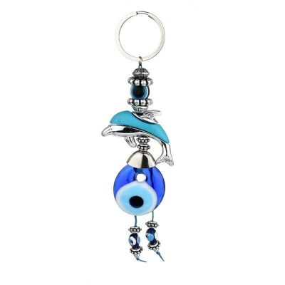 Dolphin Turkish eye keychain - turquoise