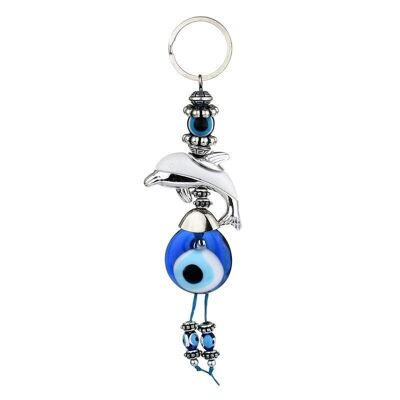 Turkish dolphin eye keychain - white