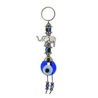 Elephant Turkish Eye Keychain - White