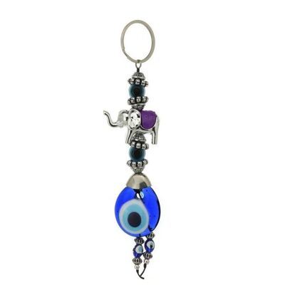 Elephant Turkish Eye Keychain - Purple