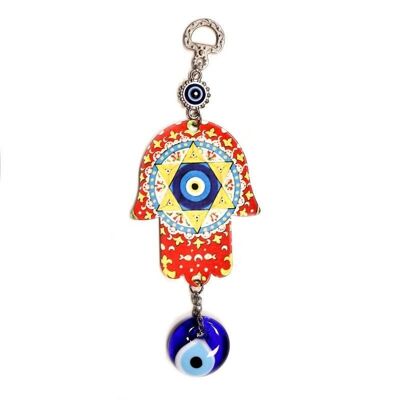 Fatima hand and Turkish eye wall hanging - Orange