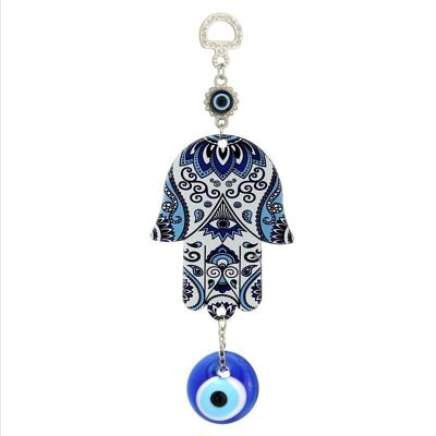 Fatima hand and Turkish eye wall hanging - blue