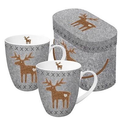 Mug Set GB Felt Reindeer