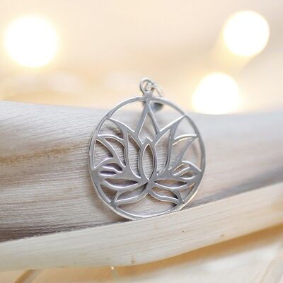 Silver pendant - smooth lotus flower