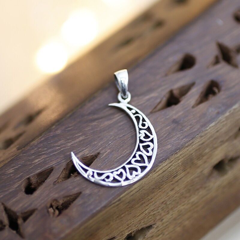 Ciondolo in argento con cuori di luna