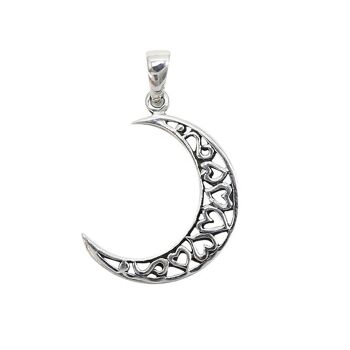 Pendentif coeurs de lune en argent 2