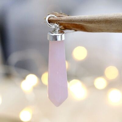 Silver and gem pendant - Rose quartz