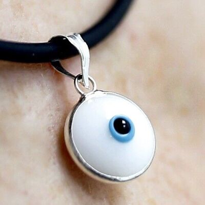 Turkish eye pendant - white