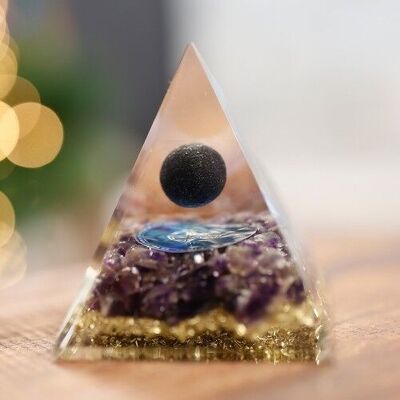 1 Pirámide orgonita esfera - turmalina negra