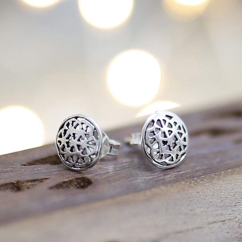 Silberner Ohrring -Blume des Lebens