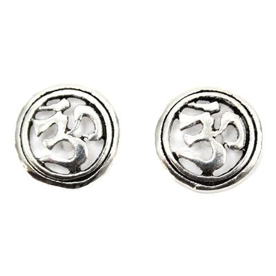 Silver Om circle earrings