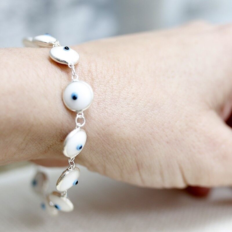 Ensemble de bracelets oeil turc - blanc