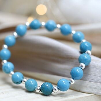 Bracelet perles argent et turquoise 8mm 1