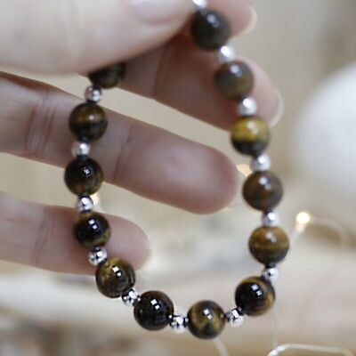 Silver and tiger eye beads bracelet 8mm