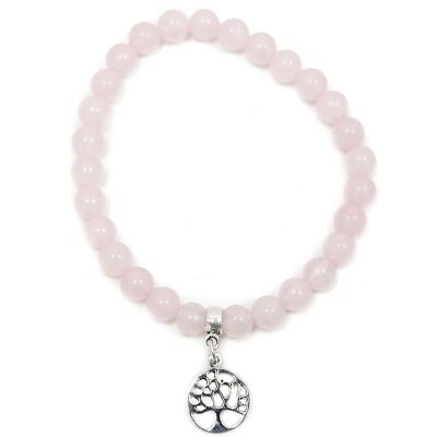 Tree of life rose quartz bracelet 6mm