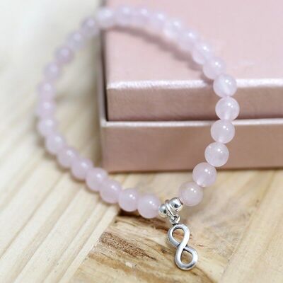 Bracelet infini quartz rose 6mm