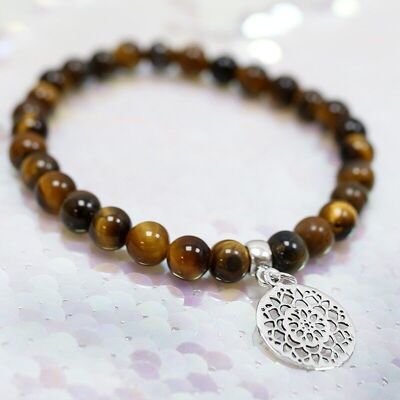 Mandala tiger eye bracelet 6mm