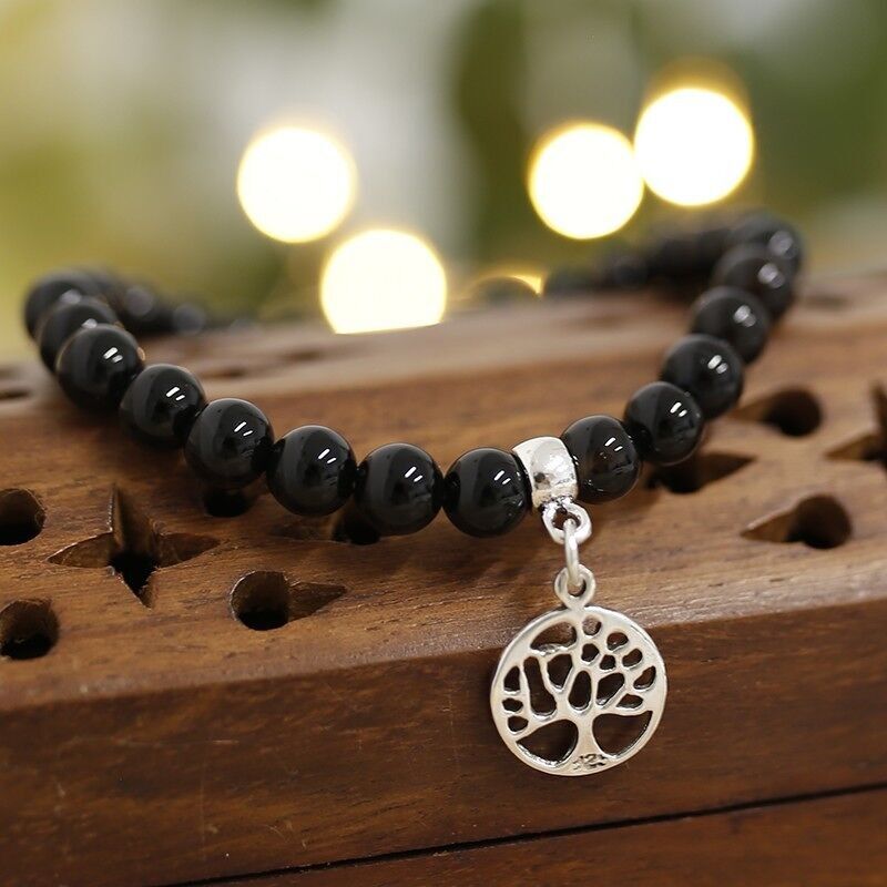 Onyx-Armband - Lebensbaum 6mm