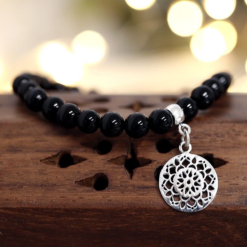 Onyx-Armband - Mandala 6mm