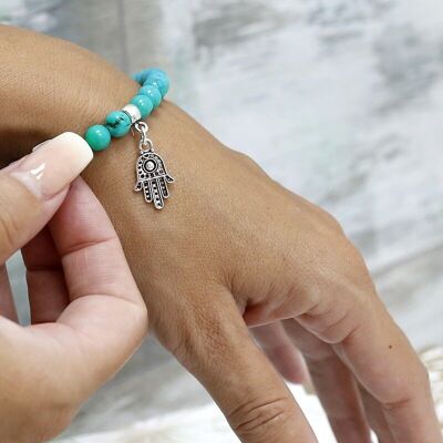 Turquoise hand of Fatima bracelet 6mm