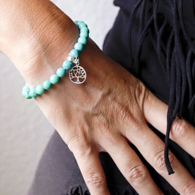 Bracelet arbre de vie turquoise 6mm