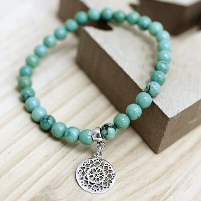 Mandala 6mm turquoise bracelet