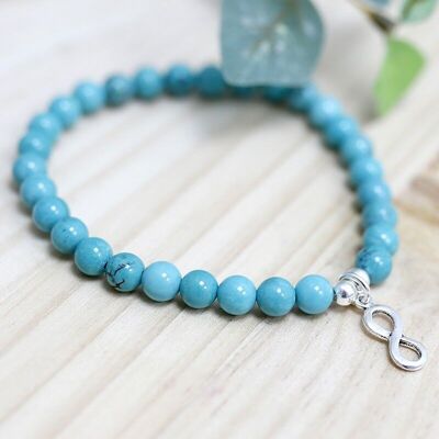 Bracelet infini turquoise 6mm