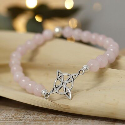 6mm rose quartz bracelet - Witches knot