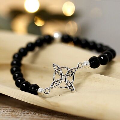 6mm onyx bracelet - Witches knot