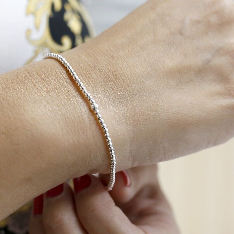 Bracelet élastique en argent avec boules