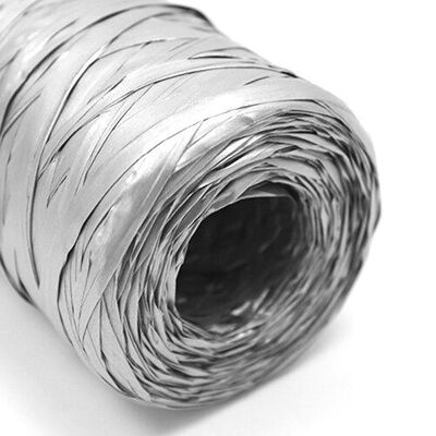 Synthetic raffia roll 200m - silver