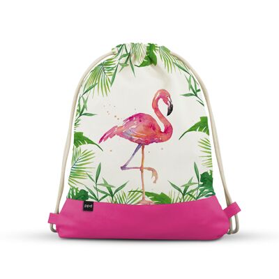 City Bag with Leatherette Tropical Flamingo