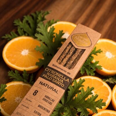 Packung mit 2 natürlichen Räucherstäbchen – Citronella Orange Palo Santo – Sagrada Madre