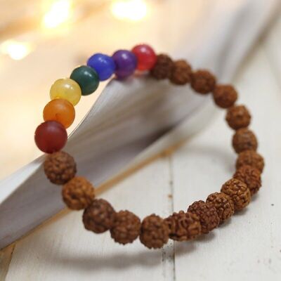 3 Braccialetti Rudraksha e chakra 6mm